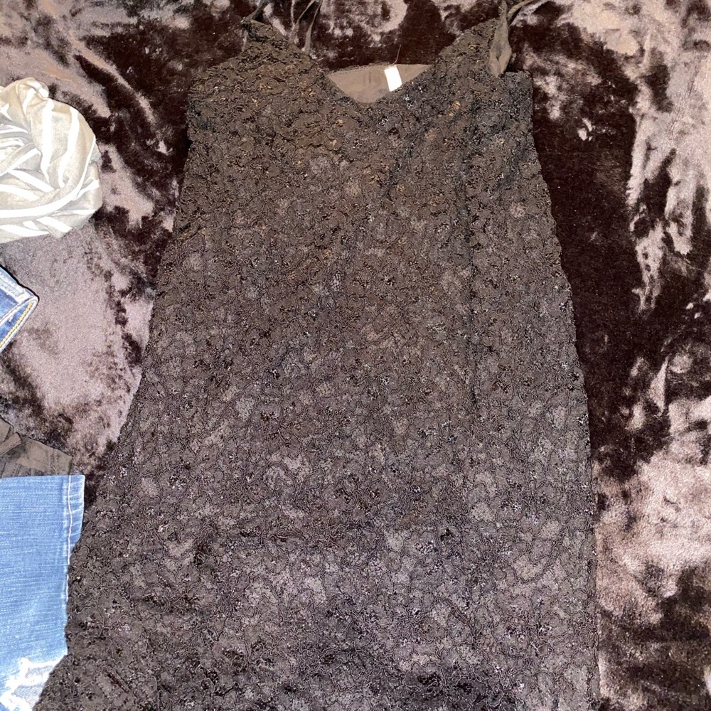 Black lace short dress